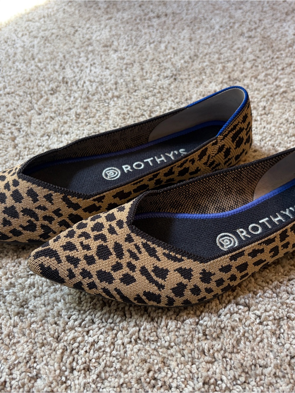 Rothy's the Point Leopard Cheetah Animal Print Ballet Flat Shoes, Size 9